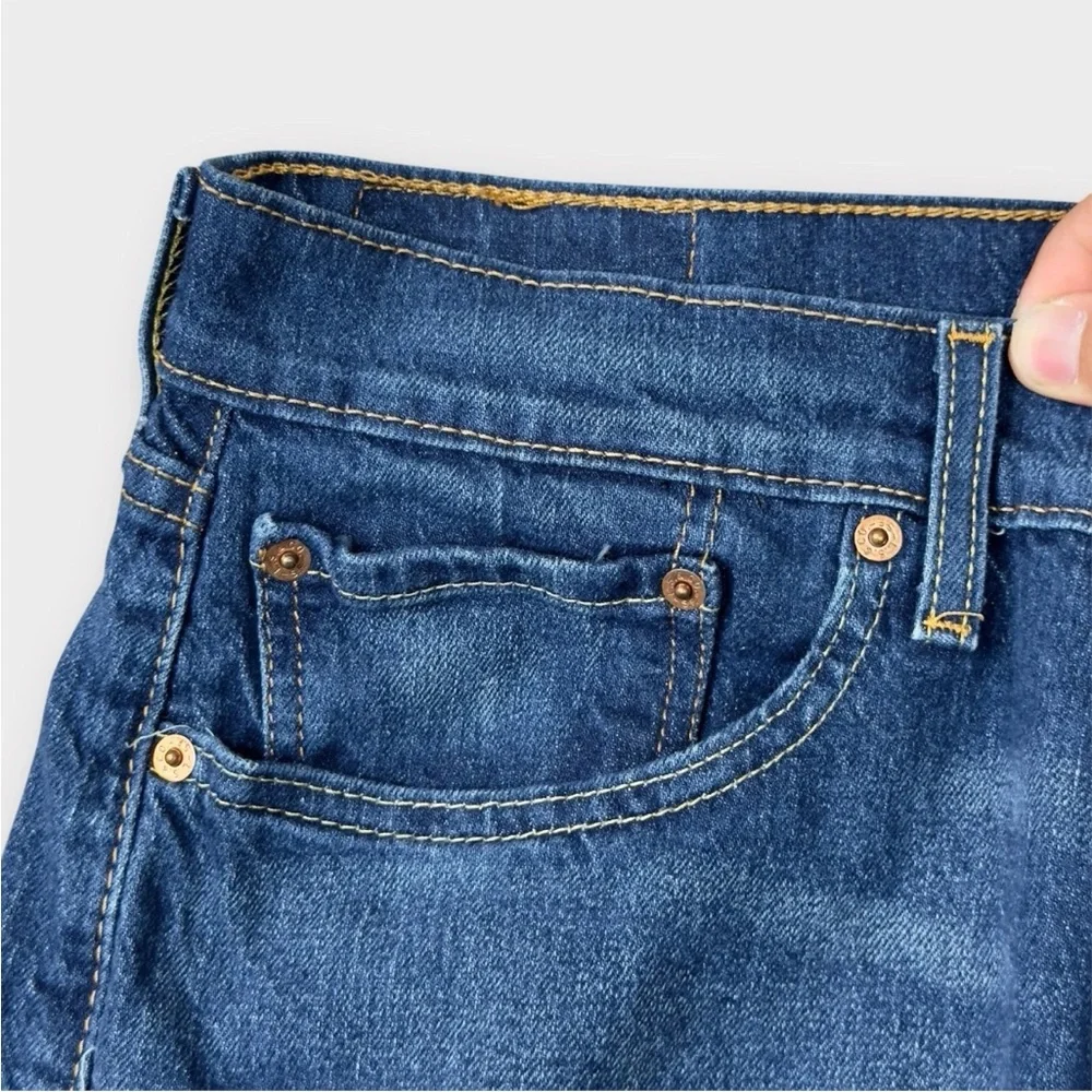 Levis 505 Straight Mid Rise Jeans Mens 34x30 Blue Medium Wash Stretch Preppy